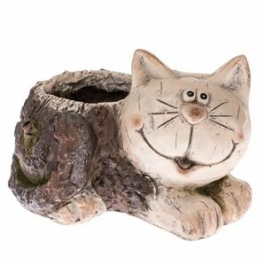 Ceramiczna osłonka na doniczkę Leżący kot, 22 x 19 x 29, 5 cm obraz