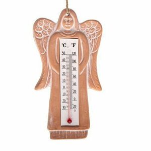 Termometr ceramiczny anioł Suzane, brązowy, wys. 18 cm obraz