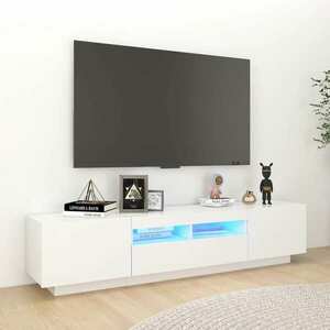 vidaXL Szafka TV z oświetleniem LED, biała, 180x35x40 cm obraz