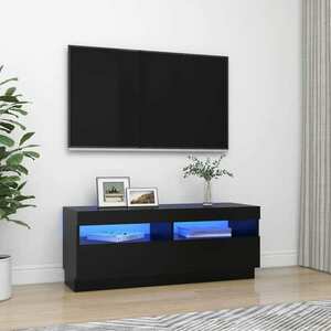 vidaXL Szafka pod TV z oświetleniem LED, czarna, 100x35x40 cm obraz
