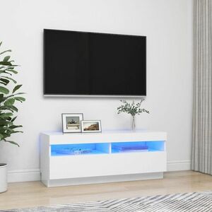 vidaXL Szafka pod TV z oświetleniem LED, biała, 100x35x40 cm obraz