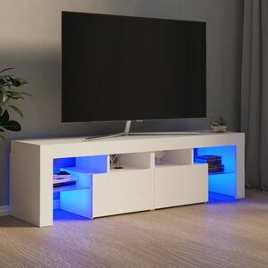 vidaXL Szafka pod TV z oświetleniem LED, biała, 140x36, 5x40 cm obraz