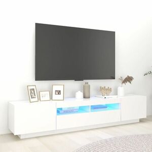 vidaXL Szafka pod TV z oświetleniem LED, biała, 200x35x40 cm obraz