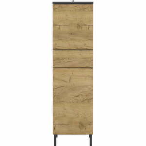 Ciemnoszara wysoka szafka łazienkowa w dekorze dębu 34x120 cm Salinas – Germania obraz