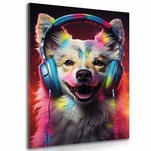 Obraz pies ze słuchawkami obraz