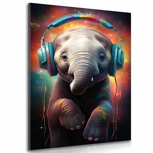 Obraz słoń ze słuchawkami obraz