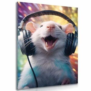 Obraz szczur ze słuchawkami obraz