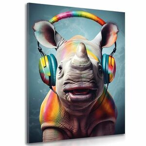Obraz nosorożec ze słuchawkami obraz