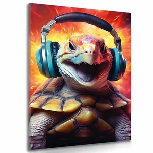 Obraz żółw ze słuchawkami obraz