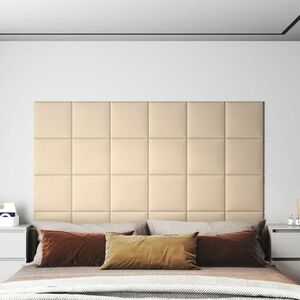 vidaXL Panele ścienne, 12 szt., kremowe, 30x30 cm, tkanina, 1, 08 m² obraz