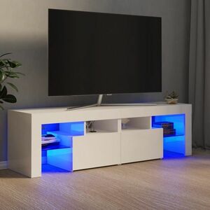 vidaXL Szafka TV z oświetleniem LED, biel z połyskiem, 140x36, 5x40 cm obraz