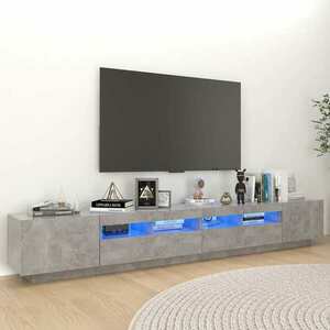 vidaXL Szafka pod TV z oświetleniem LED, szarość betonu, 260x35x40 cm obraz