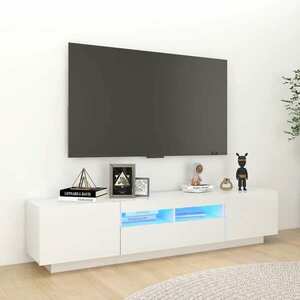 vidaXL Szafka TV z oświetleniem LED, biała z połyskiem, 180x35x40 cm obraz