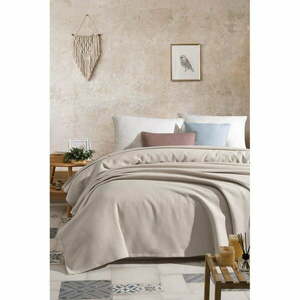 Beżowa bawełniana narzuta na łóżko dwuosobowe 220x240 cm – Mijolnir obraz