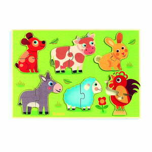 Drewniane puzzle wkładane dla dzieci z motywem zwierząt Djeco obraz