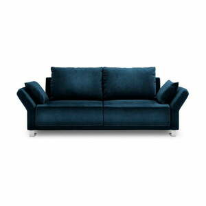 Granatowa 3-osobowa sofa rozkładana z aksamitnym obiciem Windsor & Co Sofas Pyxis obraz