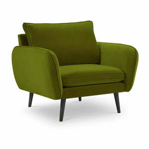 Zielony aksamitny fotel z czarnymi nogami Kooko Home Lento obraz