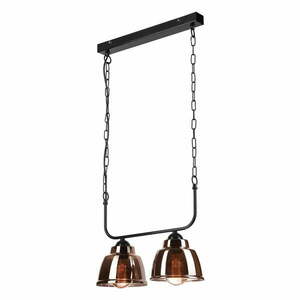 Czarno-brązowa lampa wisząca ze szklanym kloszem − LAMKUR obraz