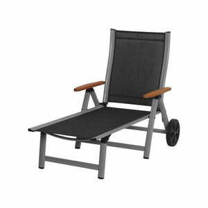 Czarny metalowy leżak ogrodowy Ass Comfort – Sun Garden obraz