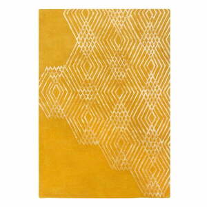 Żółty dywan wełniany Flair Rugs Diamonds, 160x230 cm obraz
