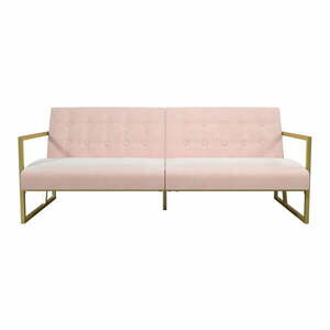 Różowa rozkładana sofa z aksamitnym obiciem CosmoLiving by Cosmopolitan Lexington obraz