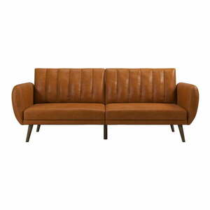 Pomarańczowa rozkładana sofa z imitacji skóry 207 cm Brittany – Novogratz obraz
