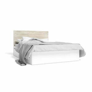 Białe łóżko dwuosobowe w dekorze dębu ze schowkiem 140x190 cm Sahara – Marckeric obraz
