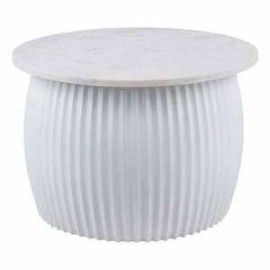Biały okrągły stolik z blatem w dekorze marmuru ø 52 cm Luscious – Leitmotiv obraz