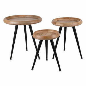 Okrągłe stoliki z litego drewna mango zestaw 3 szt. Tripod – Leitmotiv obraz
