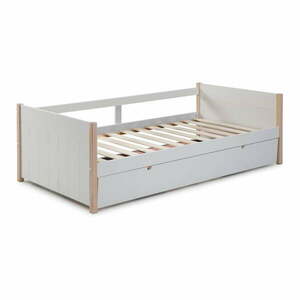 Biało-naturalne łóżko dziecięce z drewna sosnowego z wysuwanym łóżkiem 90x190 cm Kiara – Marckeric obraz