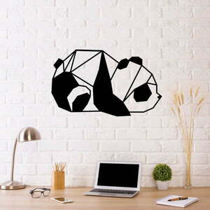 Czarna metalowa dekoracja ścienna Panda, 55x33 cm obraz