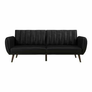 Czarna rozkładana sofa z imitacji skóry 207 cm Brittany – Novogratz obraz