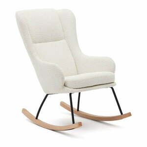 Biały bujany fotel z materiału bouclé Maustin – Kave Home obraz