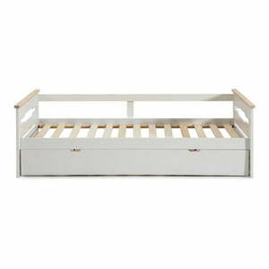 Białe łóżko dziecięce z drewna sosnowego z dodatkowym wysuwanym łóżkiem Marckeric Elisa, 90x190 cm obraz