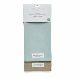 Zestaw 2 niebiesko-brązowych bawełnianych ścierek Cooksmart ® Herringbone, 45x65 cm obraz