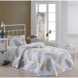 Zestaw narzuty na łóżko i poszewki na poduszkę z domieszką bawełny Eponj Home Altin Yaprak Grey, 160x220 cm obraz