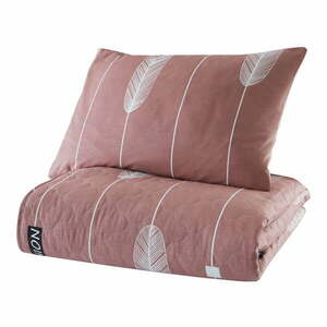 Różowa narzuta z poszewką na poduszkę z bawełny ranforce Mijolnir Modena, 180x225 cm obraz