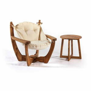 Kremowy fotel ogrodowy z drewna orzechowego Relax – Floriane Garden obraz