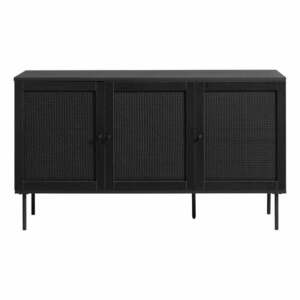 Czarna niska komoda w dekorze dębu 140x80 cm Pensacola – Unique Furniture obraz