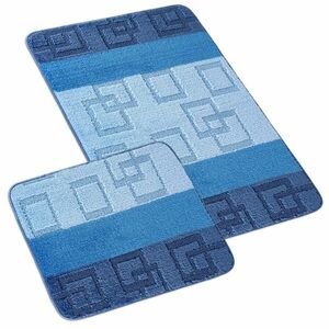 Bellatex Komplet dywaników łazienkowych bez wycięcia Bany Kostky niebieski, 60 x 100 cm, 60 x 50 cm obraz