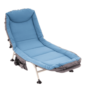 Leżak kempingowy z poduszką, niebiesko-szary obraz