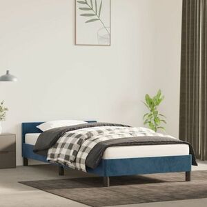 vidaXL Rama łóżka z zagłówkiem, ciemnoniebieska, 80x200 cm, aksamitna obraz