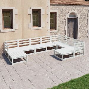 vidaXL 9-cz. zestaw mebli wypoczynkowych do ogrodu, biały, sosnowy obraz