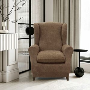 Pokrowiec elastyczny na fotel wypoczynkowy, Estivella plamoodporny, jasno brązowy obraz