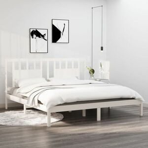 vidaXL Rama łóżka, biała, 180x200 cm, lite drewno obraz