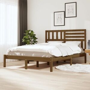 vidaXL Rama łóżka, lite drewno sosnowe, 150x200 cm, miodowy brąz obraz