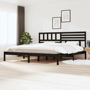 vidaXL Rama łóżka, czarna, 180x200 cm, lite drewno sosnowe obraz