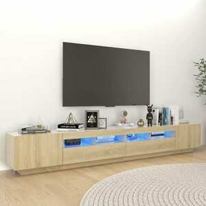 vidaXL Szafka TV z oświetleniem LED, dąb sonoma, 260x35x40 cm obraz