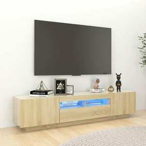 vidaXL Szafka TV z oświetleniem LED, kolor dąb sonoma, 180x35x40 cm obraz