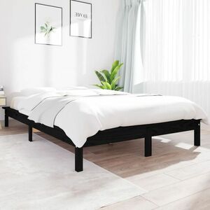 vidaXL Rama łóżka, czarna, 180x200 cm, lite drewno sosnowe obraz